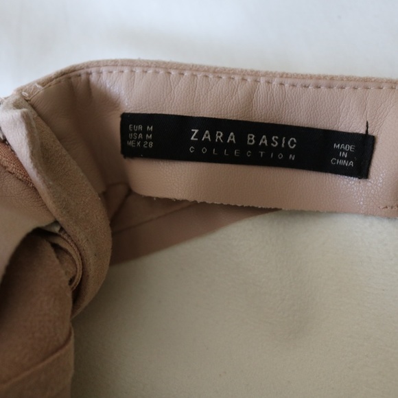 Zara Pink Blush Suede Vegan Leather Mini Zip Skirt (M) - Picture 7 of 13